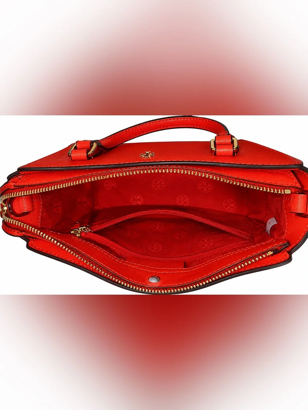 NWOT Tory Burch Emerson Brilliant Red Saffiano Tote + Wallet Set